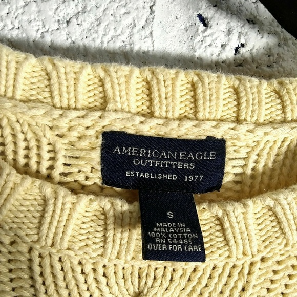 American Eagle Small Yellow Crew Neck Sweater - Picture 5 of 8